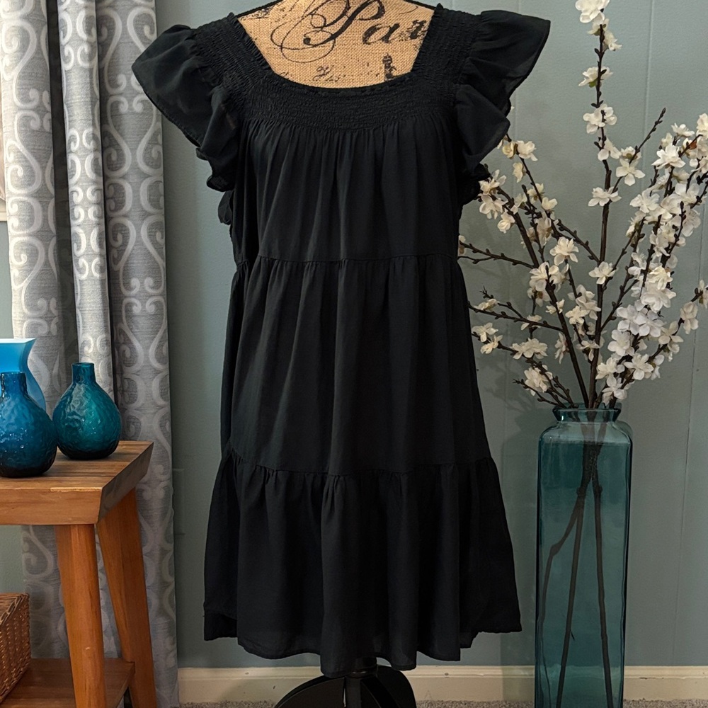 J Crew Sheer Tiered Ruffle Dress / Cover-Up